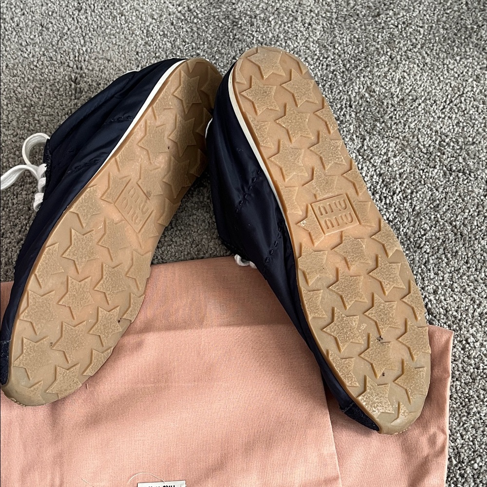 Miu Miu Navy and White Low-Top Sneakers - Picture 2 of 4